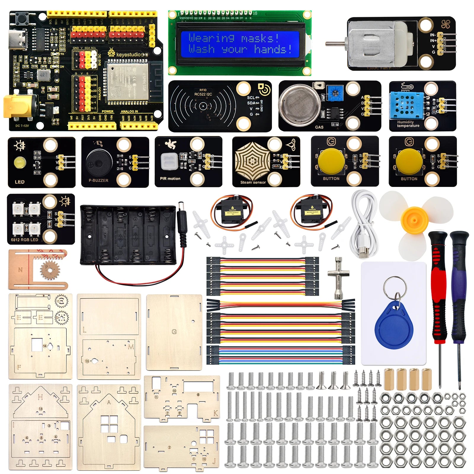 Keyestudio Smart Home IOT Kit With ESP32 Board C language And MicroPython For Arduino ESP32 STEAM Smart House DIY Electronic Kit