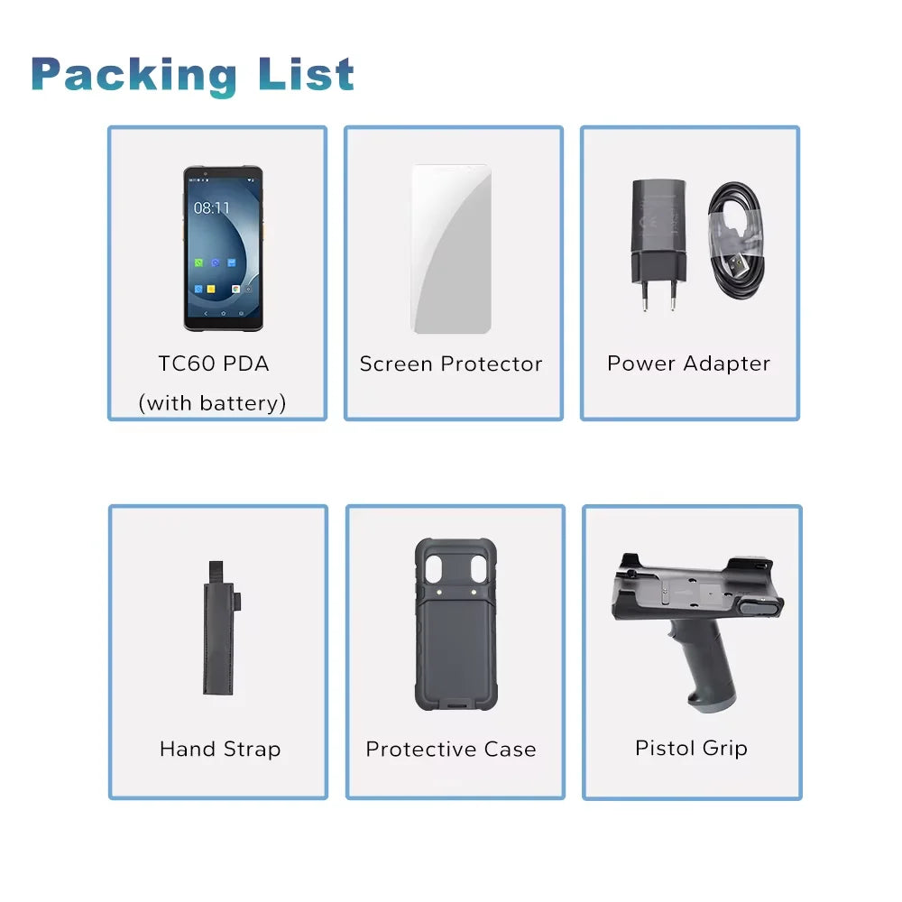 TC60 6 inch PDA Rugged Android Smart Terminal 2D Barcode Scanner with WIFI Bluetooth High Quality Mobile Industrial RFID