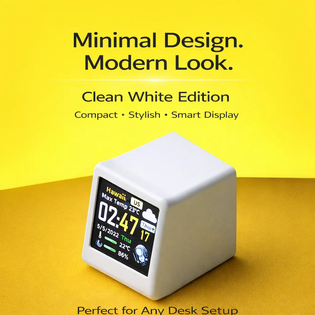 Smart WiFi Desk Clock Display – Weather, Crypto & Stock Monitor, Custom UI, Real-Time Data Screen