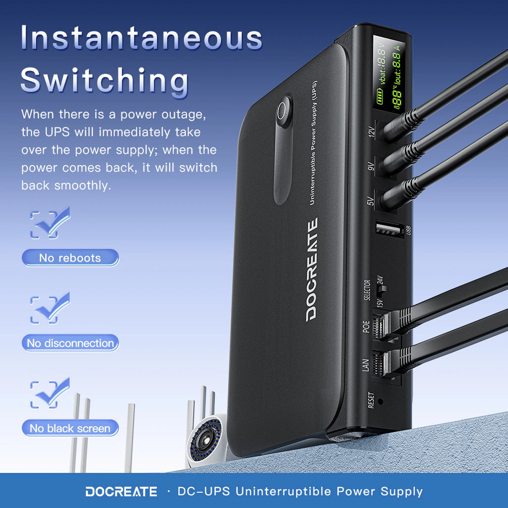 UPS Uninterruptible Power Without Battery UPS Backup Battery Power Supply Supports 5V/9V/12V for Router/Modem/ Camera