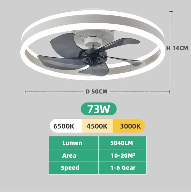 Smart Ceiling Fan With Lights Remote Control Bedroom Decor Ventilator Lamp 6 speed wind speed led Circulator fan light