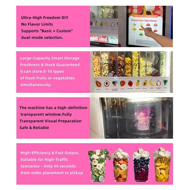 Fully Automatic Smoothie Vending Machine Customize Self Service Smart High Efficiency For Mall Restaurant 24H Stable Operation