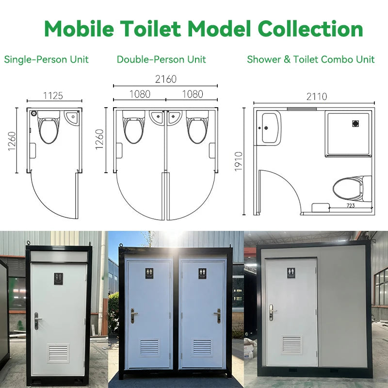 Hot Sell Easy Assembly Portable Toilette Mobile Toilet WC For Commercial Purpose Customized Durable