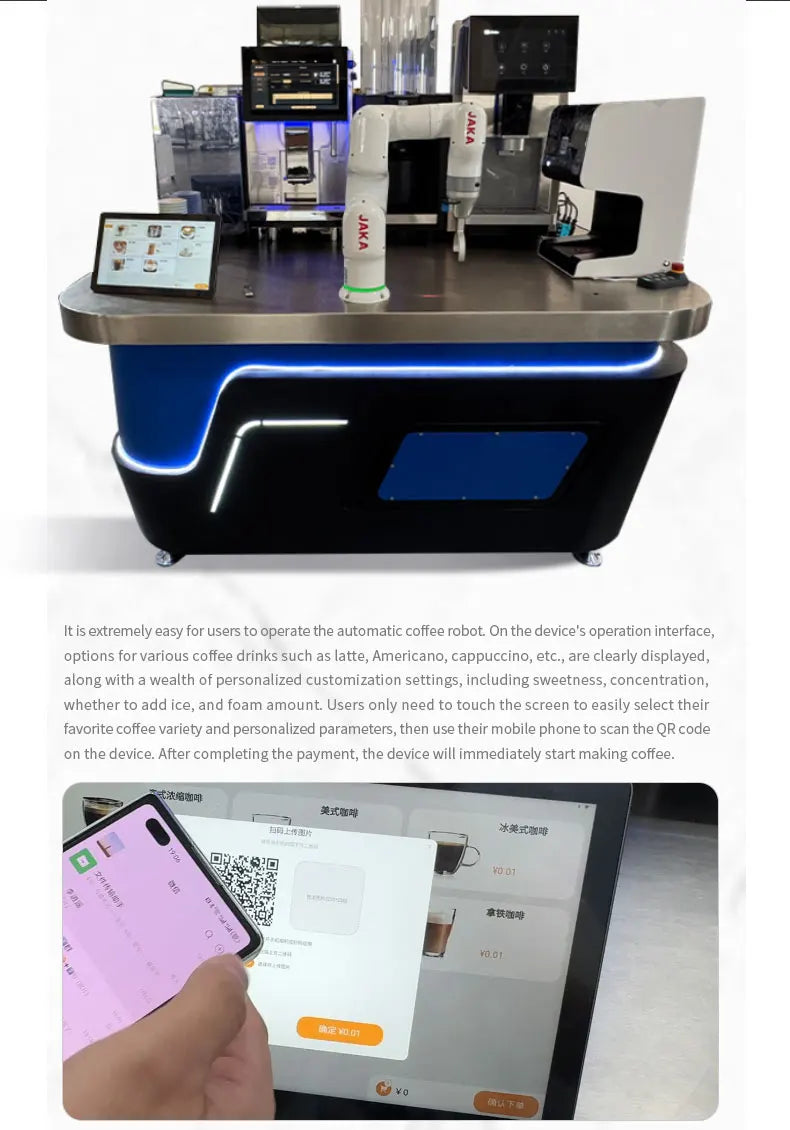 Customizable Appearance Auto Intelligent Coffee Robot Bar & Vending Machine Robotic Arm Commercial AI Smart Robot Barista Maker
