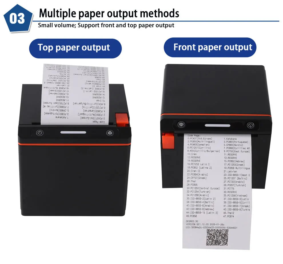 Tablets Printer Options 80mm 72Mm Print Width High Speed 260Mm/S Usb Bluetooth Lan Wi-Fi Barcode Auto Cutter