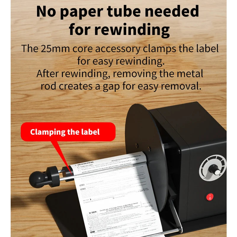Automatic Label Rewinder Stepless Speed Adjustable Label Dispenser Industrial Grade Label Printer Accessory for Barcode,Sticker