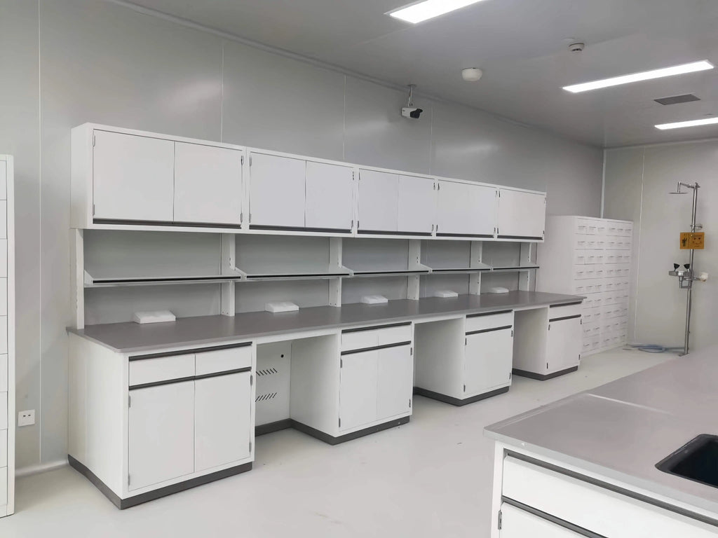 Chemical Resistance Laboratory Furniture Lab Benches Work Bench Lab Workstation With Shelves And Sink