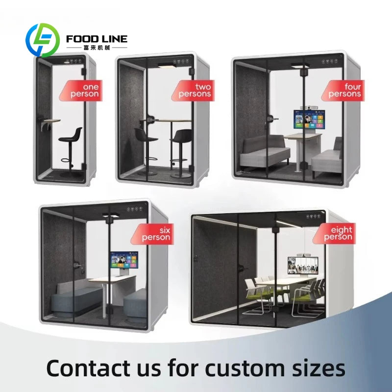 Customized Large Office Pod for 6 People, New Design with Desk, Smart Silent Workspace for Home Office, Soundproof