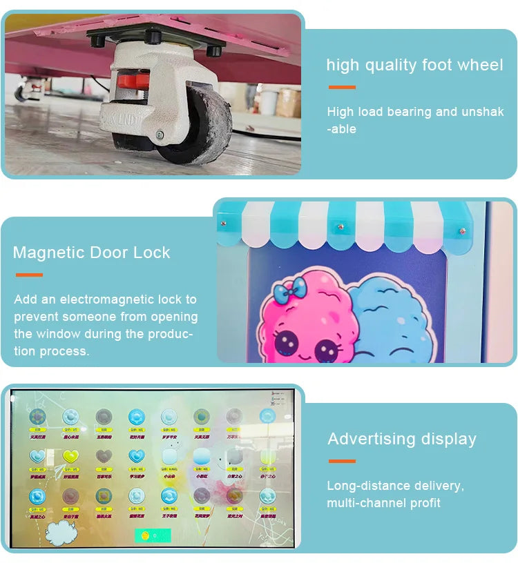 Customized Commercial Cotton Candy Vending Machine Full Automatic High Efficiency Mall Park Hot Selling Business Unit