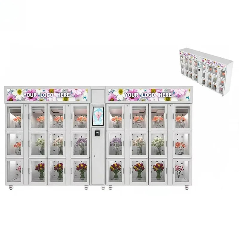 Custom Commercial Flower Vending Cabinets Can Cool, Humidify, and Monitor Inventory in Real Time Suitable for Outdoor