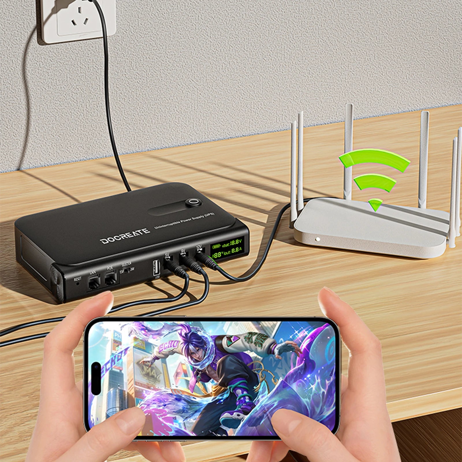 UPS Uninterruptible Power Without Battery UPS Backup Battery Power Supply Supports 5V/9V/12V for Router/Modem/ Camera