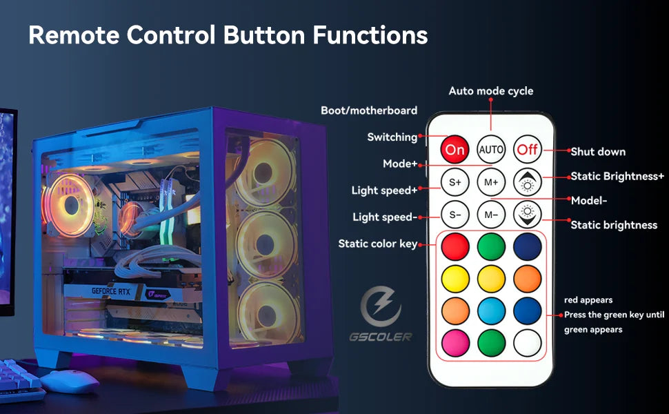 GSCOLER Controller Supports 5V ARGB DIY devices SATA power interface Dual-mode control of lights and speed