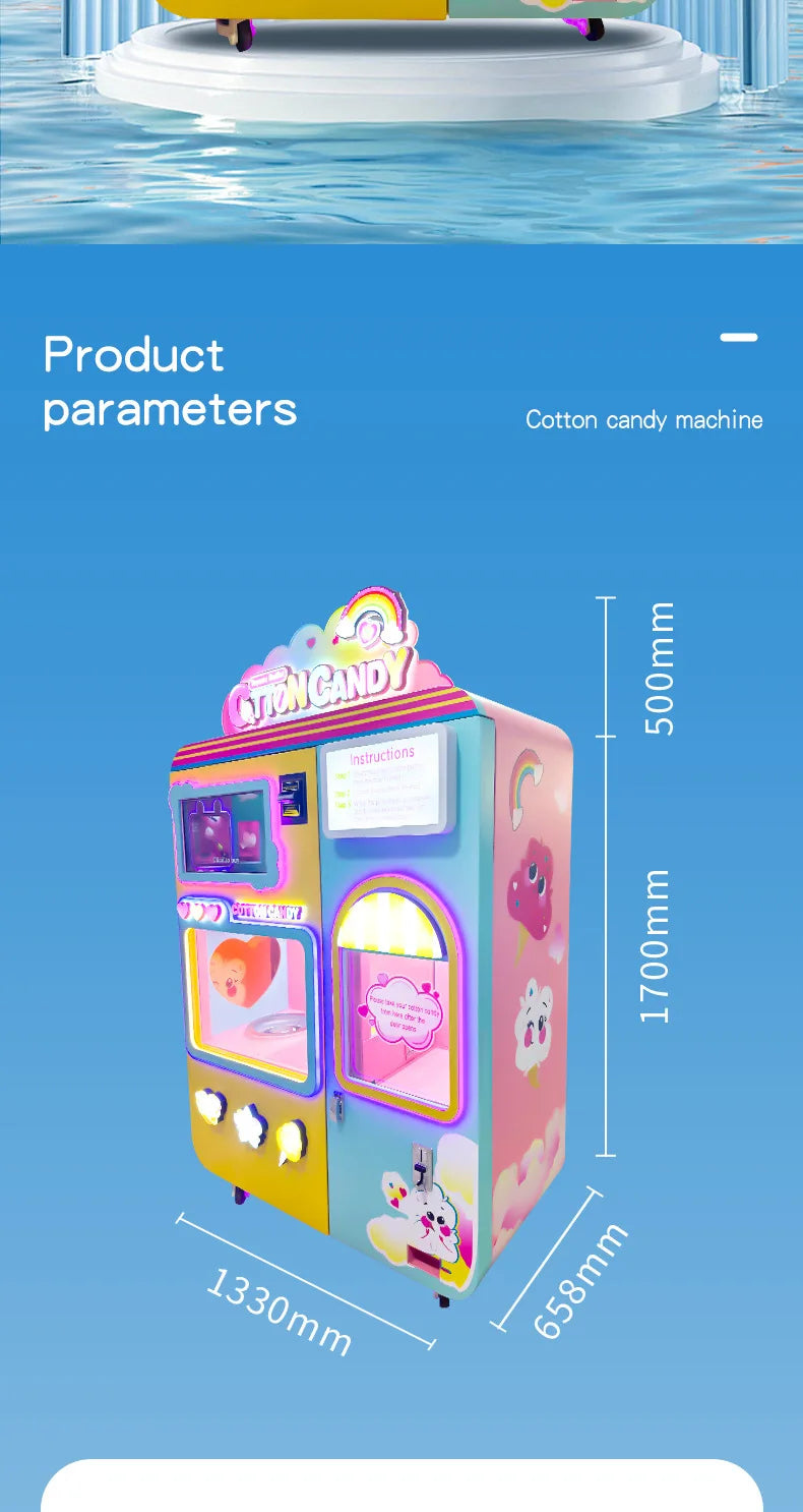 Professional Customized Automatic Candy Cotton Machine Factory Commercial High Profit Durable Candy Floss Vending Machine
