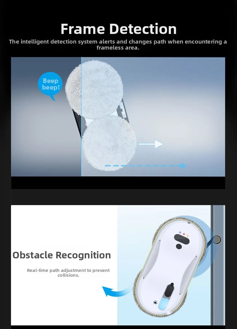 Clean Robot Auto-Spray Window Cleaning Robot Electric Glass Cleaner with Remote Control 360° Safety Rope & Suction High-Rise