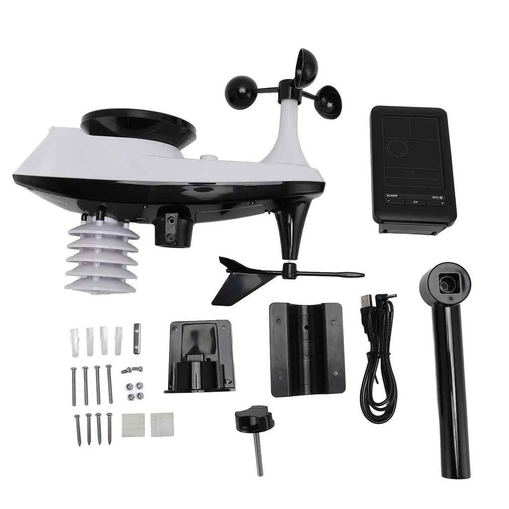 Smart Weather Station with App Auto Timer and Perpetual Calendar for Temperature Humidity Wind Speed Rainfall UV TVOC Monitoring