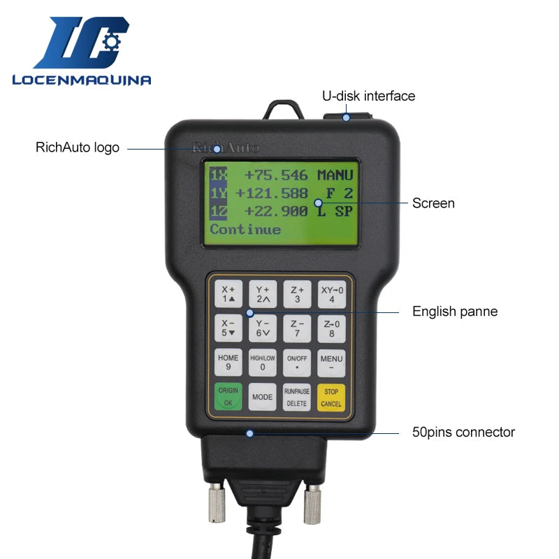 3 Axes RichAuto DSP A11 Controller for CNC Machine Motion Controller English Pannel Handheld CNC Controller