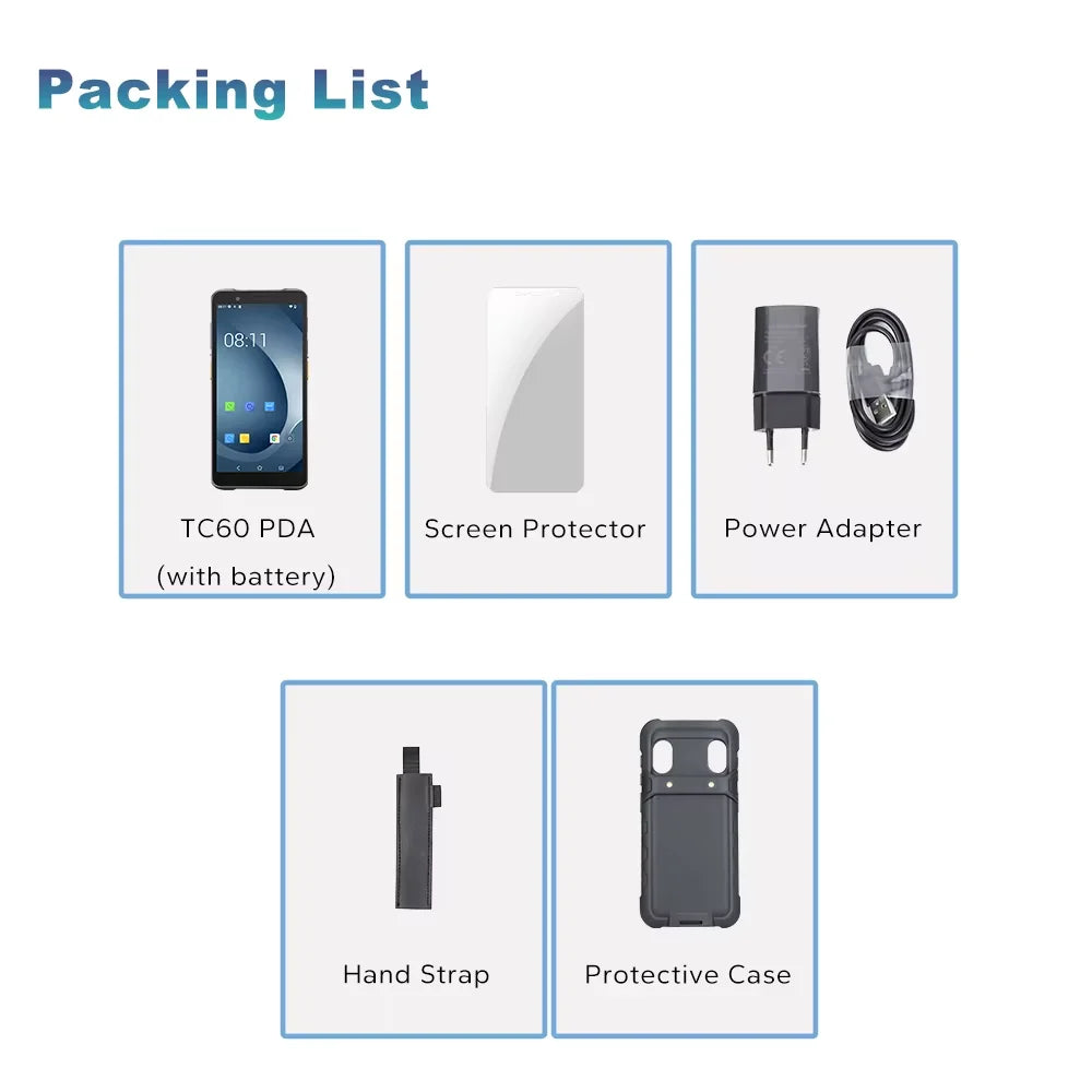 TC60 6 inch PDA Rugged Android Smart Terminal 2D Barcode Scanner with WIFI Bluetooth High Quality Mobile Industrial RFID