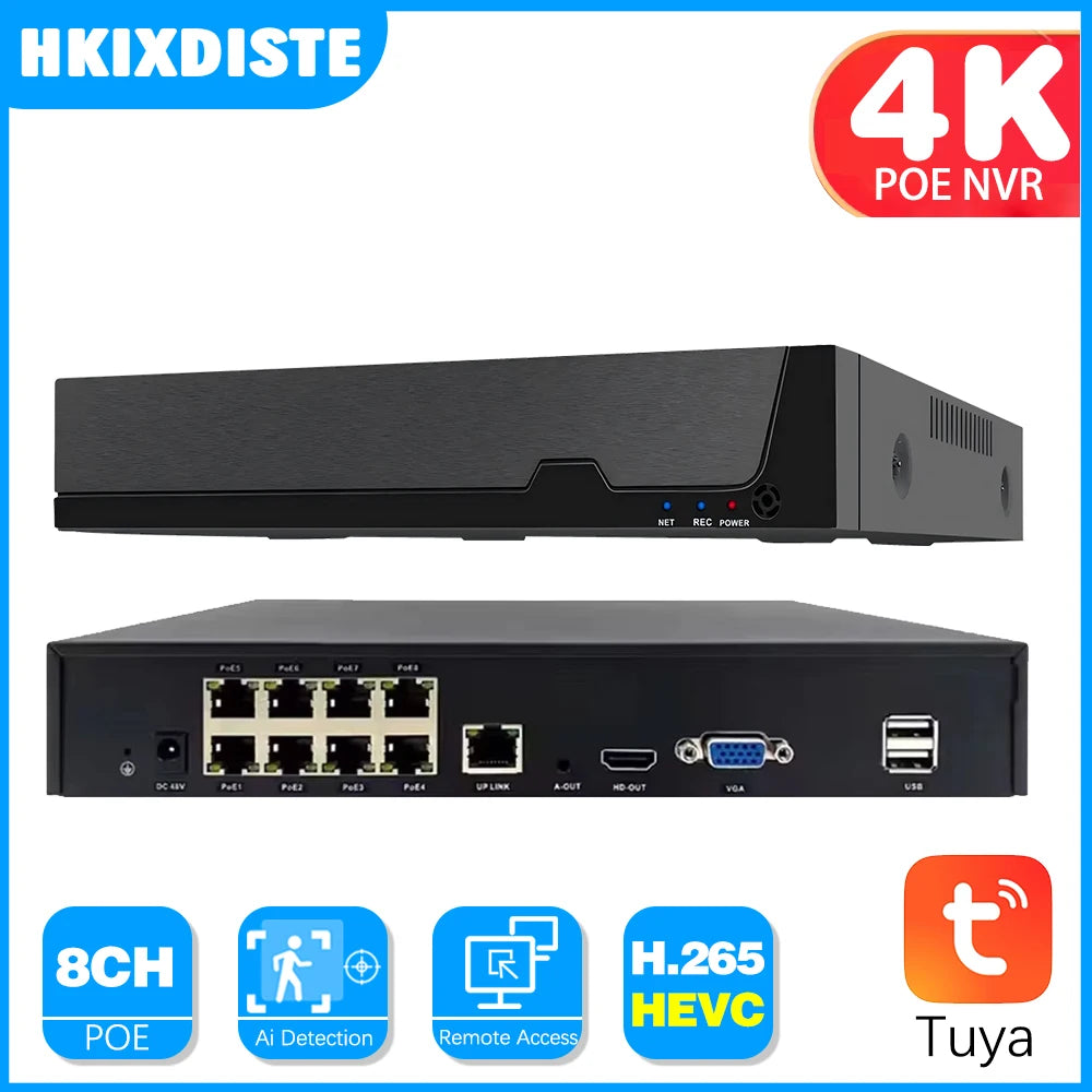 SMART LIFE 4K 8CH PoE NVR 8MP CCTV Security System Face Detection H.265+ Network Surveillance Audio Video Recorder NVR Tuya app