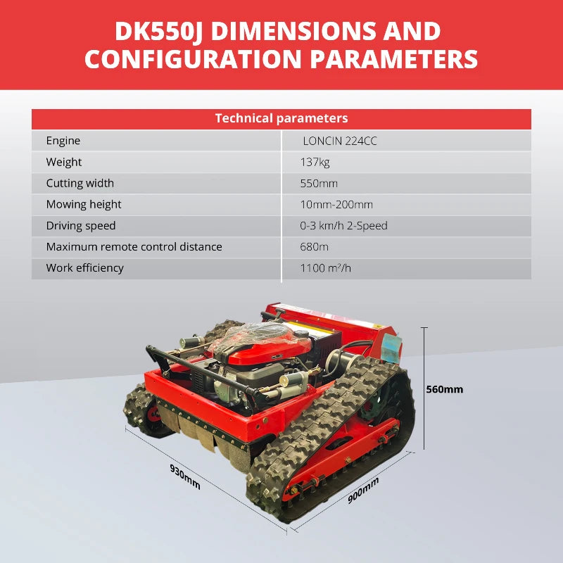 Customized High-Quality Remote-Controlled Crawler Lawn Mower Robot for Home & Farm Use, Smart Garden Mower with Durable Tracks