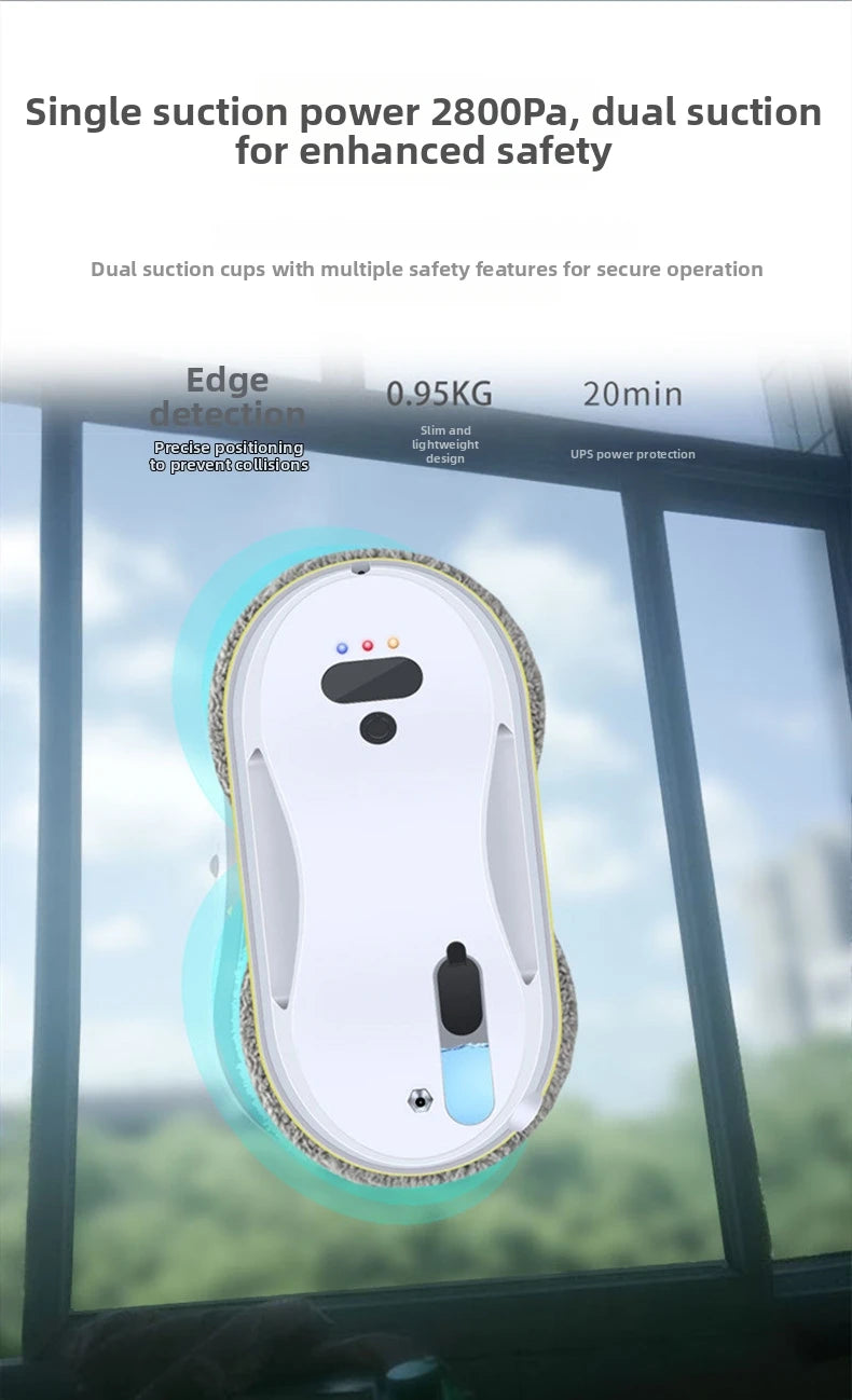 Clean Robot Auto-Spray Window Cleaning Robot Electric Glass Cleaner with Remote Control 360° Safety Rope & Suction High-Rise