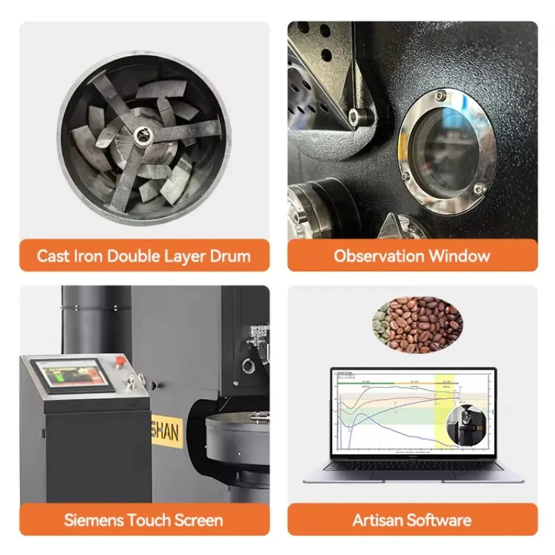 1.5kg Coffee Bean Roaster High Efficiency Cooling FL Commercial Roasting Machine Customized Wholesale For Specialty Coffee
