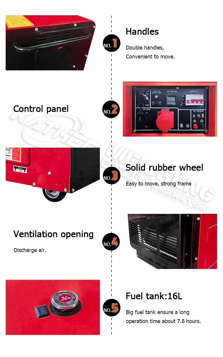Portable Electrical Generators 10Kw 12Kw 15Kw16kw 20kw 30kw 40kw 45kw Generator Factory Cheap Standby Silent Diesel Genset China