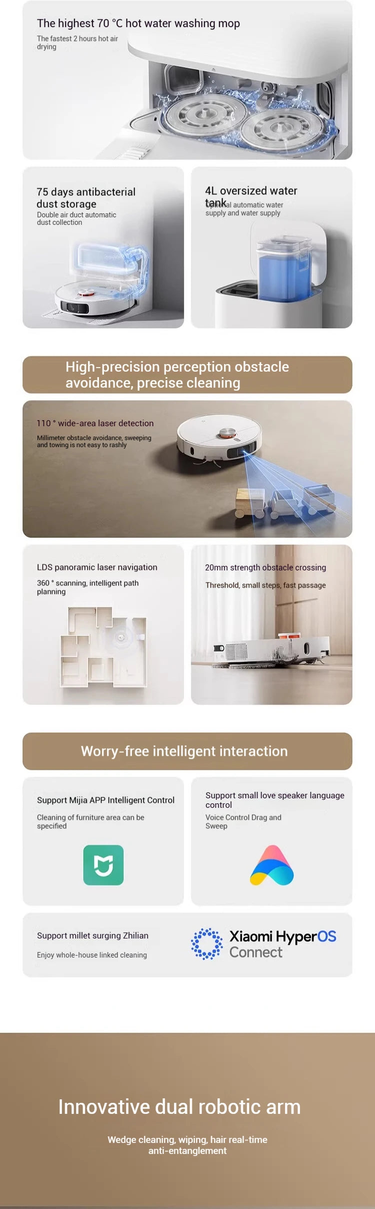 XIAOMI MIJIA M40 Robot Vacuum Cleaner,High-Precision Obstacle Avoidance,12Kpa Suction,Intelligent Mop Lift,LDS laser navigation
