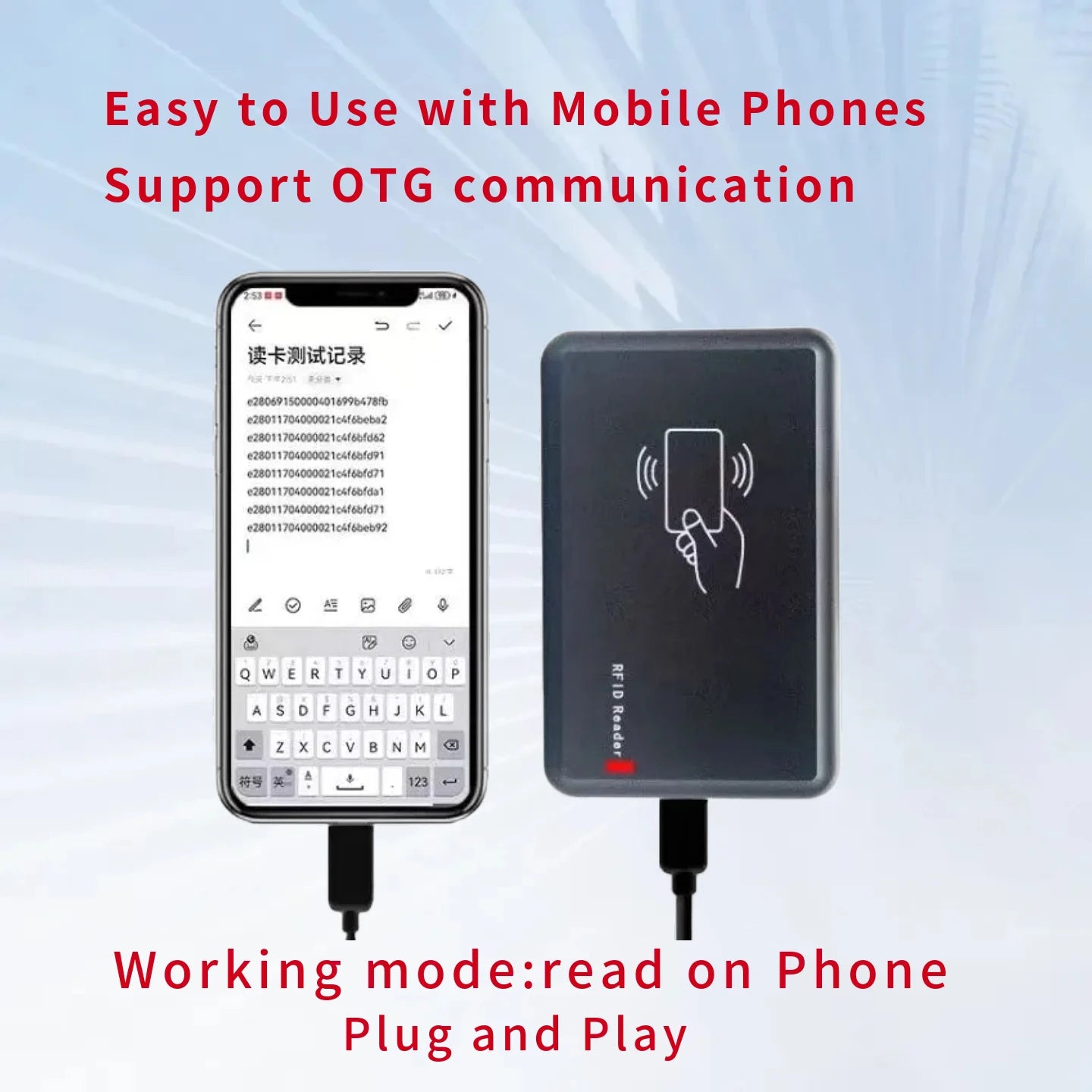 UHF RFID Reader Writer 860-960MHz Plug&Play USB Scanner for Android/iOS - Portable RFID Inventory Scanner with 5m Re