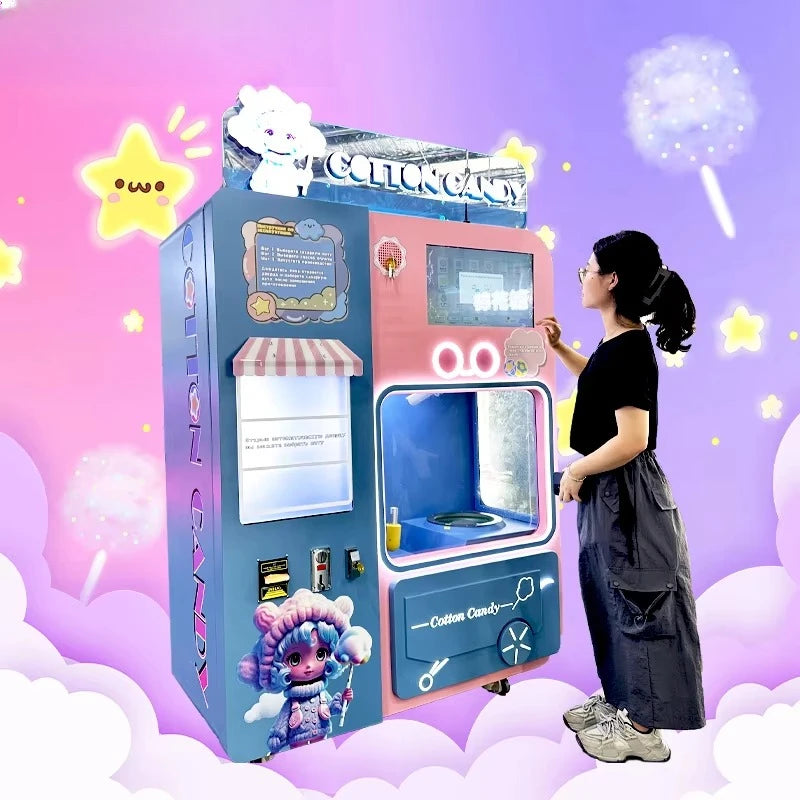 Customized Automated Cotton Candy Vendor Machine Smart App Control Modern Mall Commercial High Capacity Hot Sale 2025