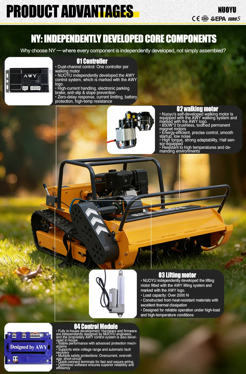Customized Good Quality Crawler Lawn Mower Grass Cutter Mulcher Multi-functional RobotLawn Mower For Sale