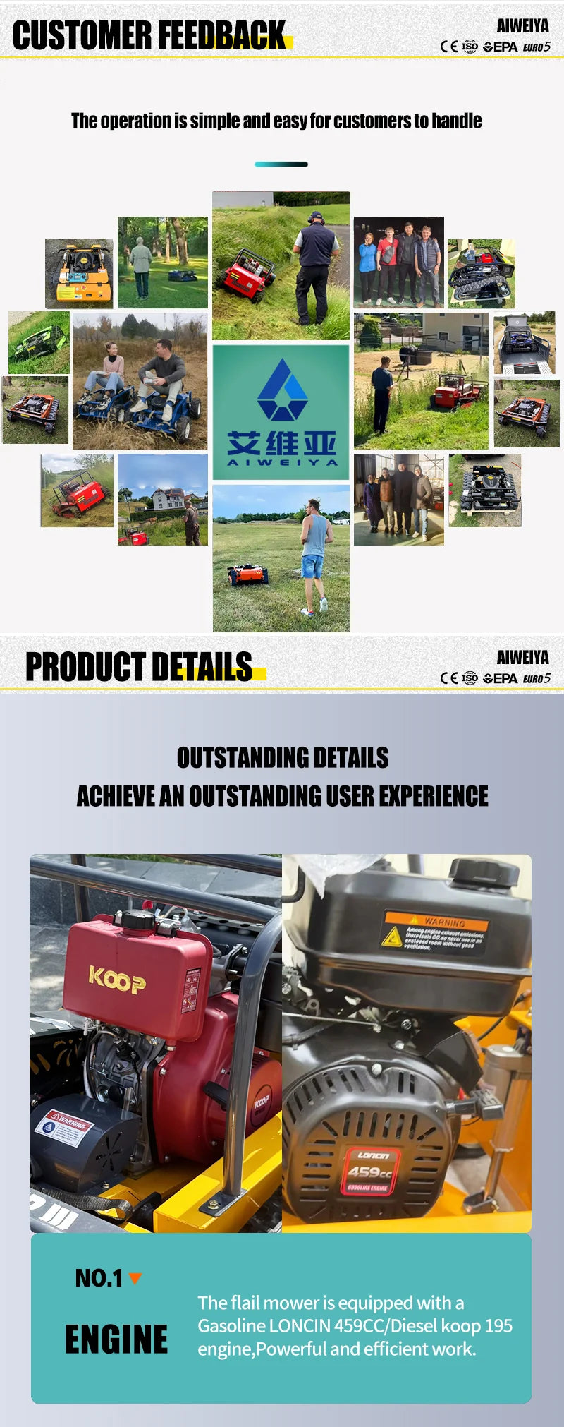 Customized CE EPA Certified Remote Control Grass Cutting Crushing Robot Flail Lawn Mower Self-Propelled for Orchard Farm Lawn