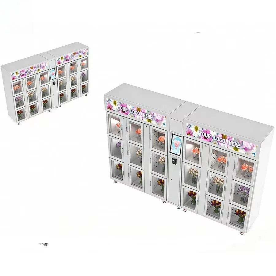 Custom Commercial Flower Vending Cabinets Can Cool, Humidify, and Monitor Inventory in Real Time Suitable for Outdoor