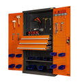 Optimize Your Workspace with a Modern Industrial 71in. Orange Tool Cabinet Lock, Drawers, Pegboard, and Quiet Wheels PULAGE