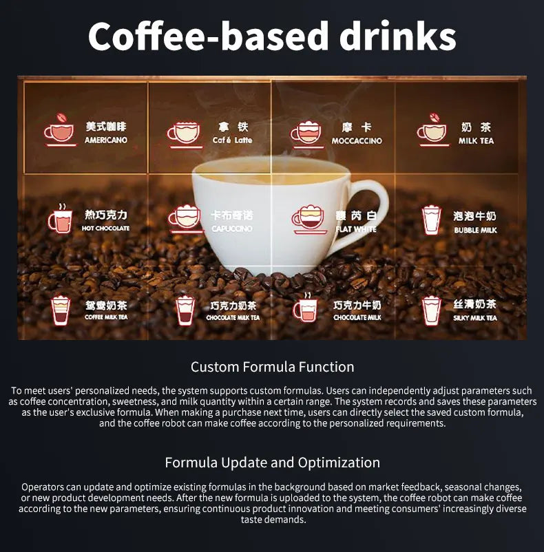 Customizable Appearance Auto Intelligent Coffee Robot Bar & Vending Machine Robotic Arm Commercial AI Smart Robot Barista Maker