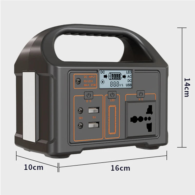 100W Solar Power Portable Station Camping Battery Generator Outdoor Lifepo4 Bank 110V 220V Supply Emergency Home Energy RV Led
