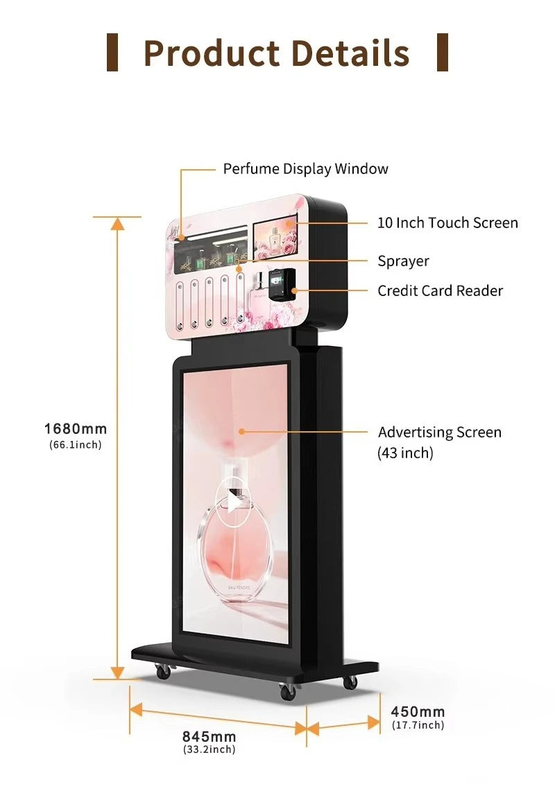 High Efficiency Customized Commercial Street Freestanding Perfume Spraying Fully Automatic Vending Machine