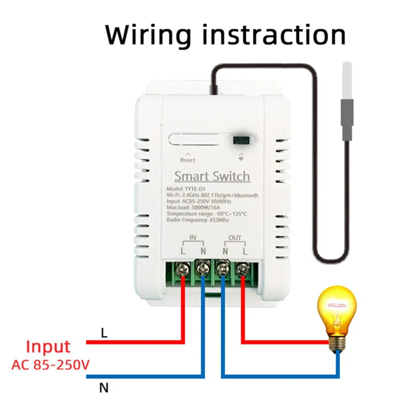 Smart Life WiFi Temperature Switches 16A Smart Thermostat Real-time Energy Comsuptiom Monitoring with RF433 Alexa Compatible