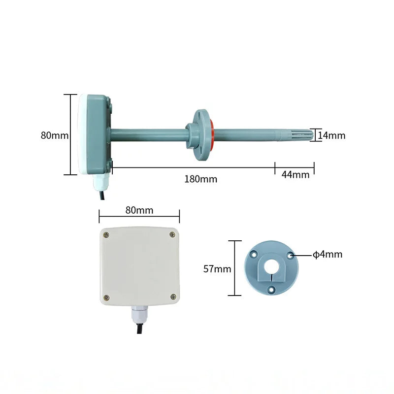 Atech Temperature Humidity Sensor Pipe Type Measuring Instrument Duct Type Humidity And Temperature Sensor