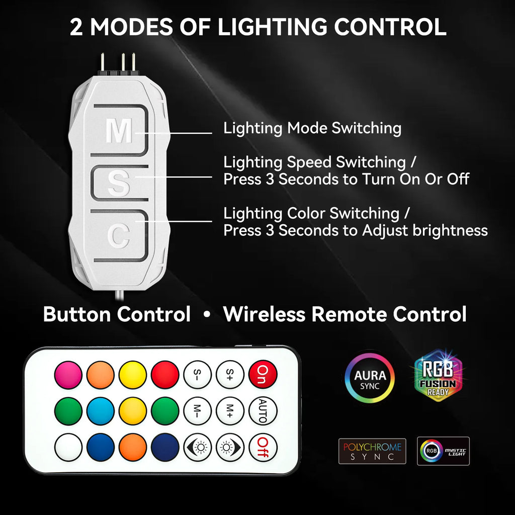 GSCOLER Controller Supports 5V ARGB DIY devices SATA power interface Dual-mode control of lights and speed