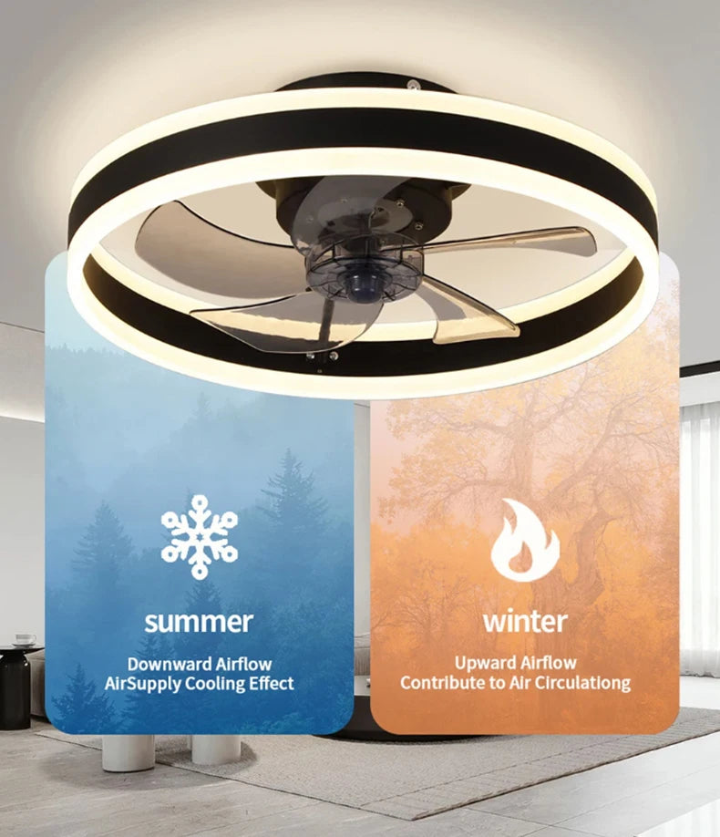 Smart Ceiling Fan With Lights Remote Control Bedroom Decor Ventilator Lamp 6 speed wind speed led Circulator fan light