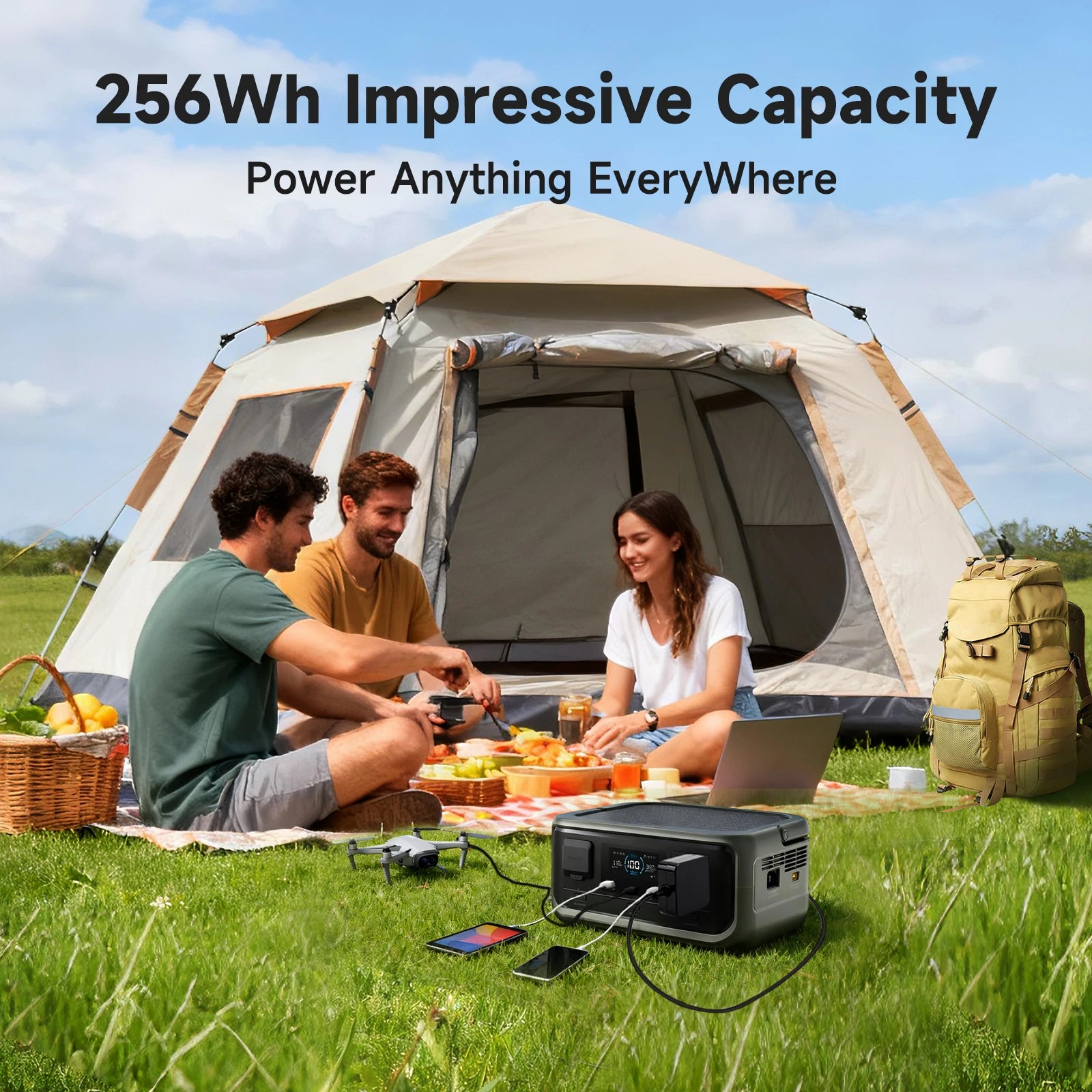 Outdoor Energy Storage LiFePO4 Power Station 140W PD Fast Charging UPS Battery For Home Emergency Camping Travel