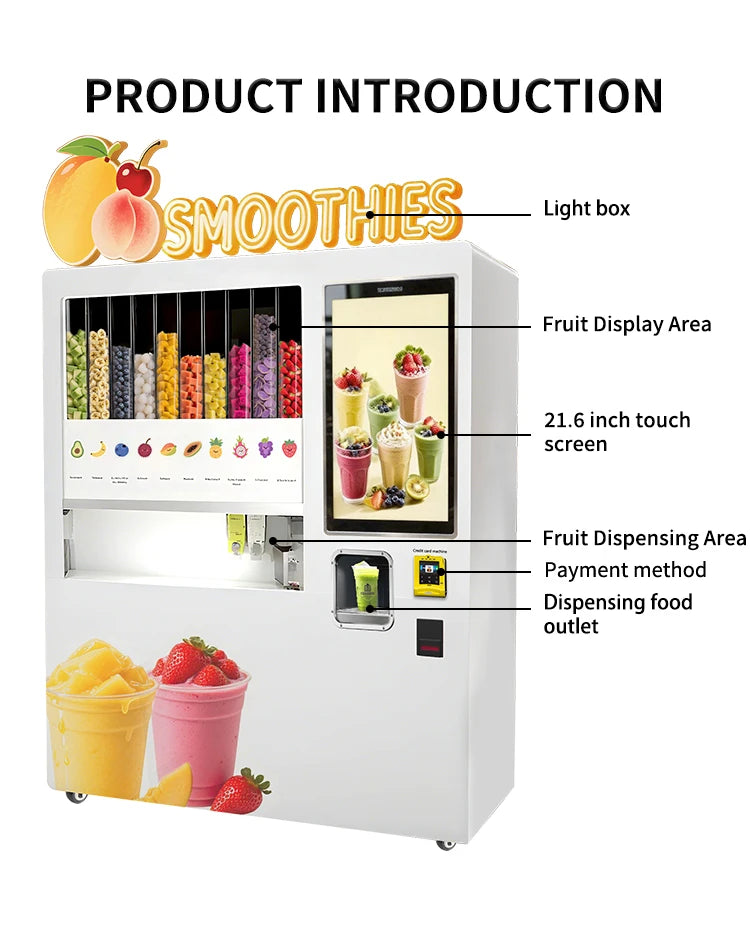 Fully Automatic Smoothie Vending Machine Customize Self Service Smart High Efficiency For Mall Restaurant 24H Stable Operation