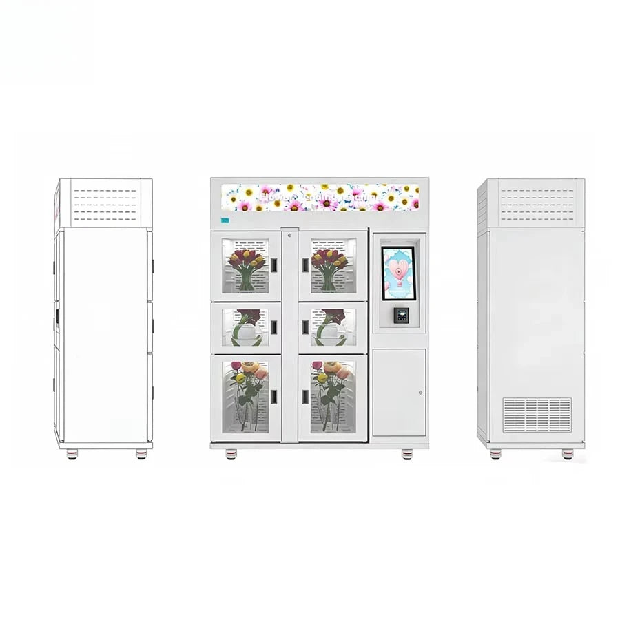 Custom Commercial Flower Vending Cabinets Can Cool, Humidify, and Monitor Inventory in Real Time Suitable for Outdoor