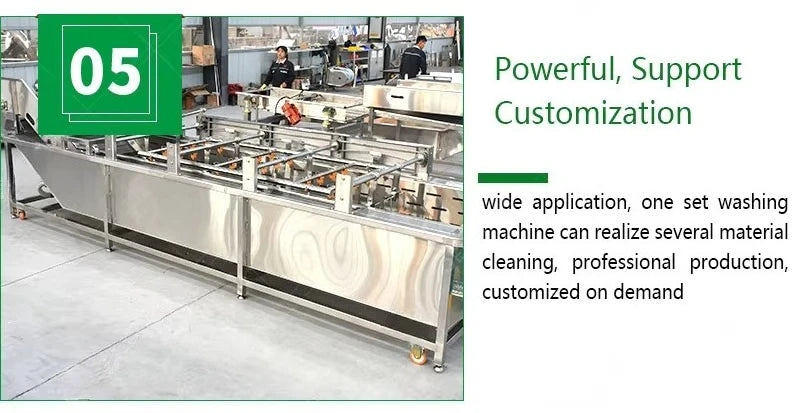 Customized Commercial Automatic High Pressure Air Bubble Fruit Vegetable Cleaner Motor Pump Included Industrial Large Capacity