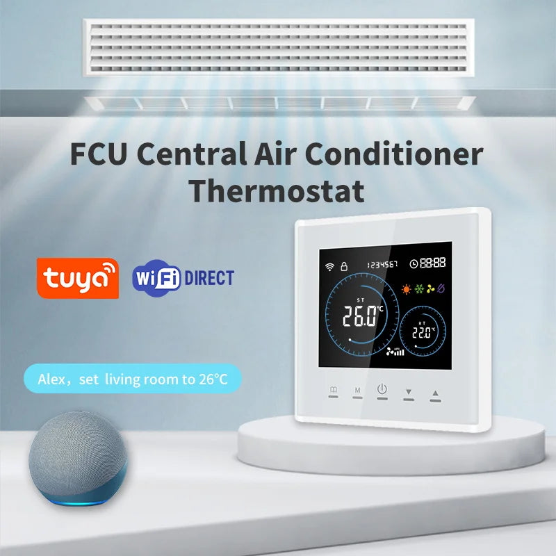 Smart Wifi Thermostat for AC Energy Saving HVAC Fan Coil Temperature Controller Flexible Square Shape for Hospital Cold Room