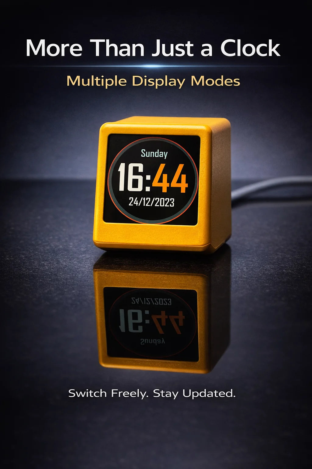 Smart WiFi Desk Clock Display – Weather, Crypto & Stock Monitor, Custom UI, Real-Time Data Screen