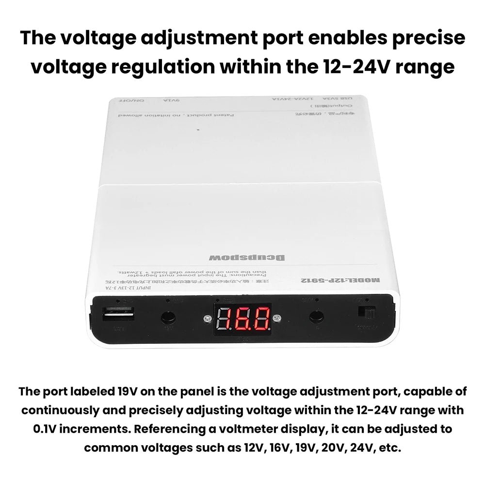 DC 5V9V12V UPS Output Uninterrupted Power Supply 12x18650 Power Bank Box for Cellphone Power Storage Case Optical Modem Router