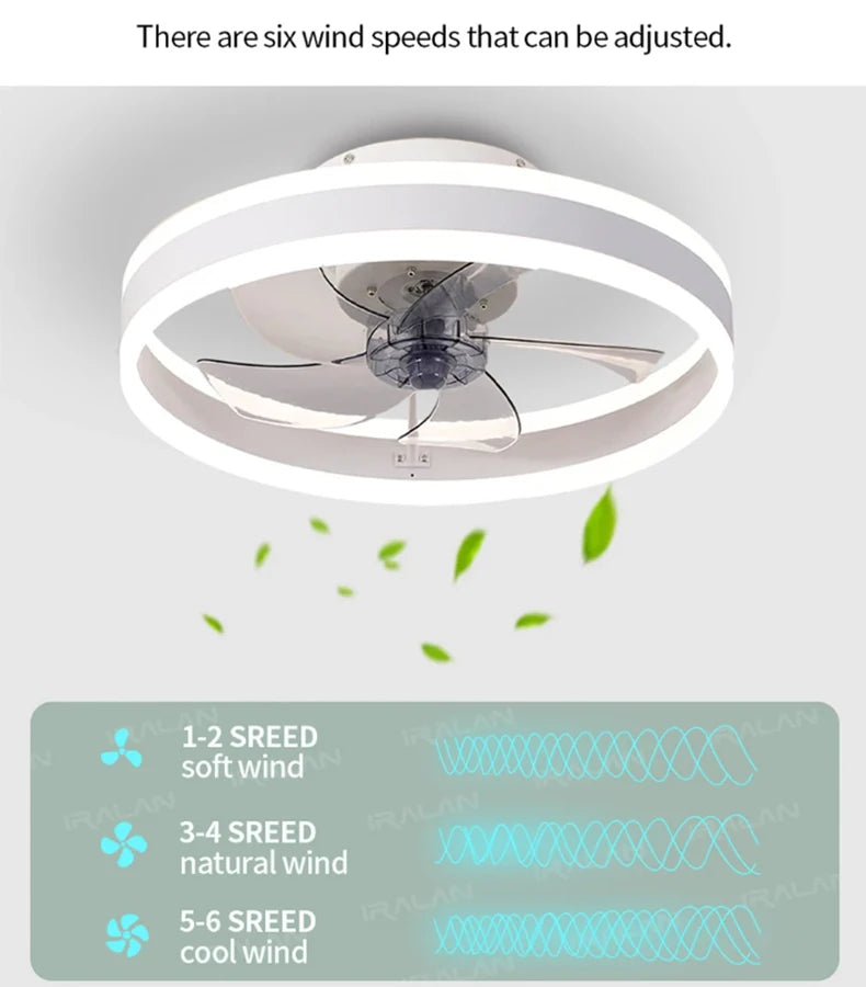 Smart Ceiling Fan With Lights Remote Control Bedroom Decor Ventilator Lamp 6 speed wind speed led Circulator fan light