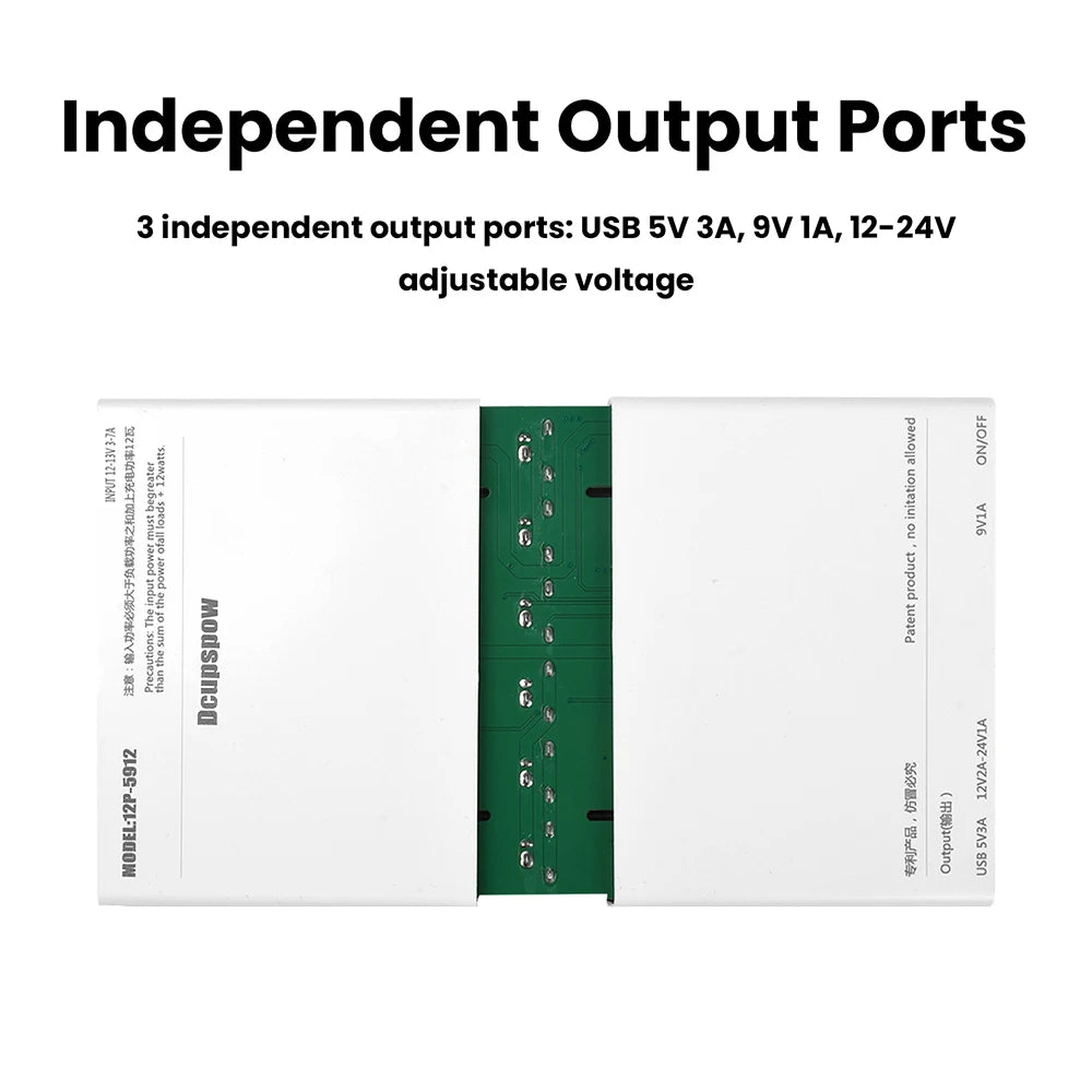 DC 5V9V12V UPS Output Uninterrupted Power Supply 12x18650 Power Bank Box for Cellphone Power Storage Case Optical Modem Router