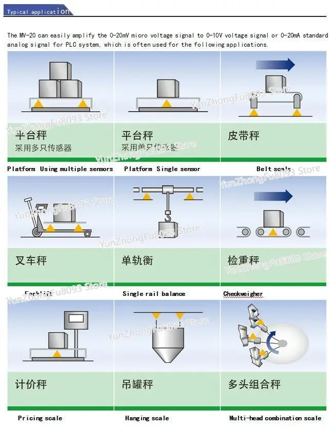 Precision Weighing Transmitter Strain Bridge Force Measurement Pressure Tension Millivolt MV Signal Amplifier 0-20mA ± 10V